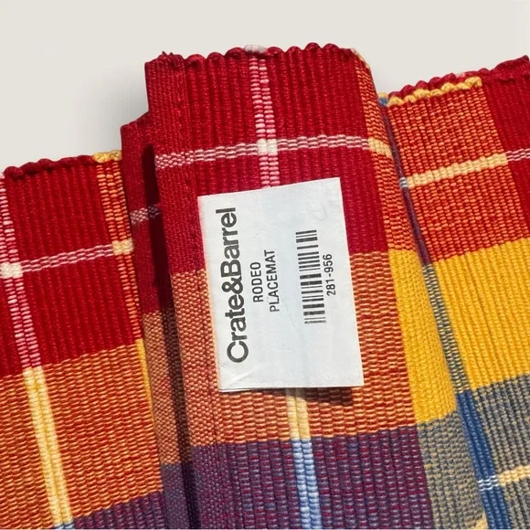 Crate&Barrel Multicolor Plaid Placemats Set of 4 - Picture 3 of 6